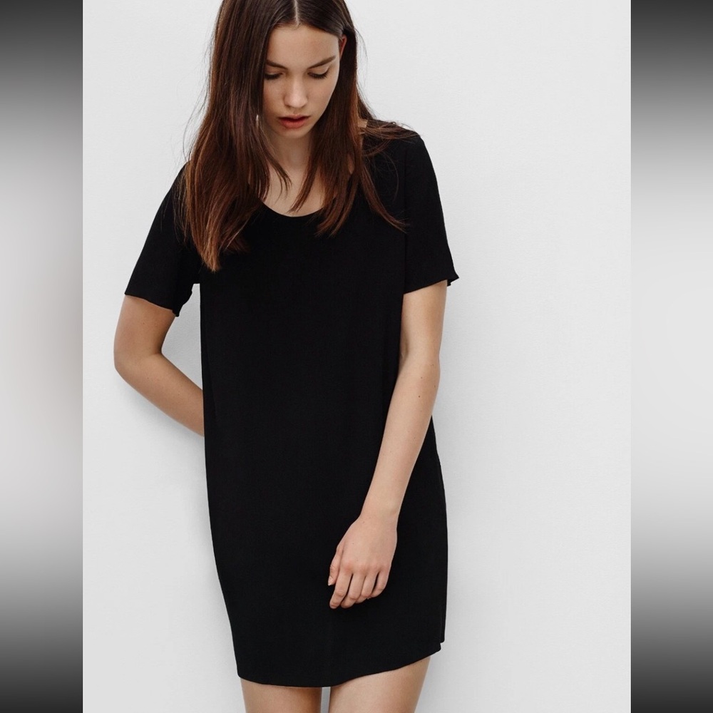 Aritzia Wilfred Free Teigen Shift Dress Black Size Large Rayon HEP7-8493-44
